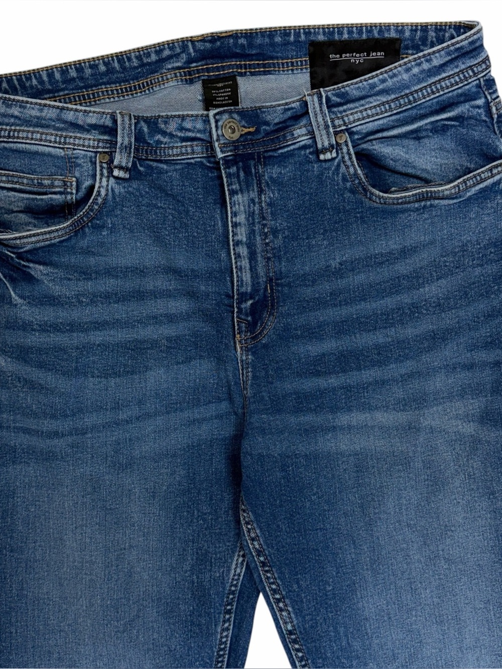 The Perfect Jean NYC Mens 36x30 Blue Slim Thick Stretch Dark Wash 5-Pocket Denim